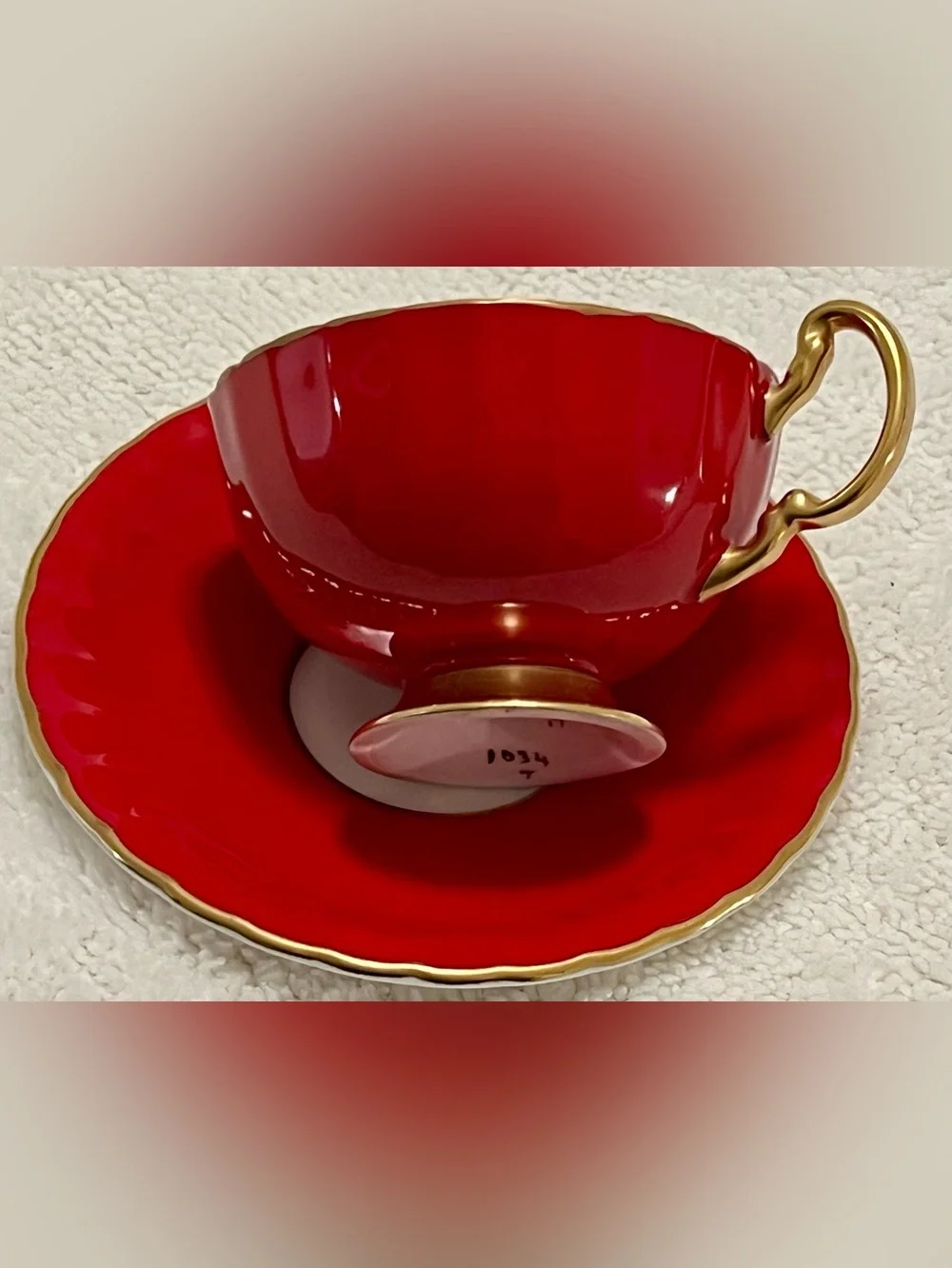 🍑Aynsley Orchard Fruit 1034 Vintage UK Fine Bone China 24K Gold Tea Cup & Saucer